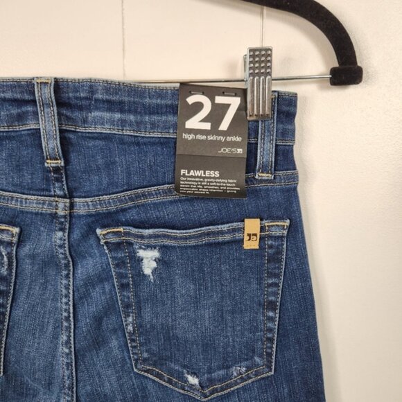 Joe's Jeans High Rise Skinny Ankle Dark Wash Ripped Knees Frayed Size 27 New NWT - Picture 5 of 12
